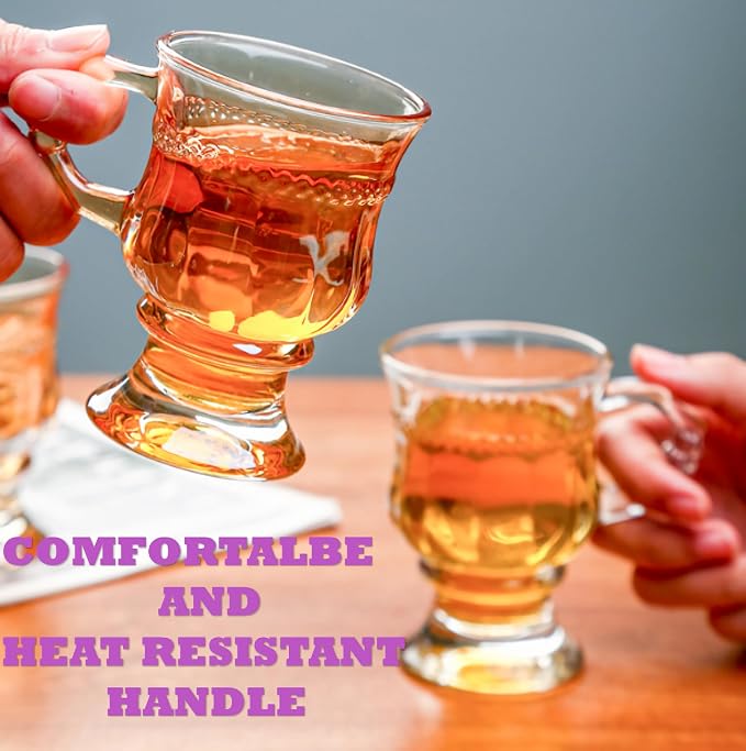 Vintage Glass Coffee Mugs with Handles, 4oz Wine Goblet, Beverage Christmas - Image 4