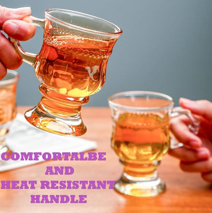 Vintage Glass Coffee Mugs with Handles, 4oz Wine Goblet, Beverage Christmas - Image 4