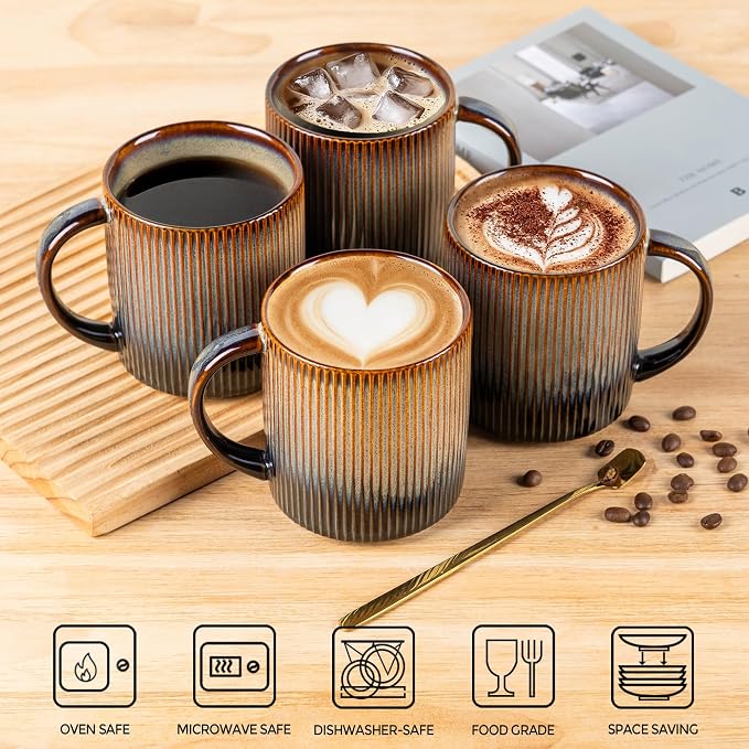 theterra Ceramic Coffee Mugs Set of 6, 14.2 oz Coffee Cups - Image 4