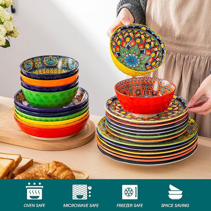 vancasso 24 Pieces Plates and Bowls Set, Bohemian Style Dinnerware Sets Service - Image 4