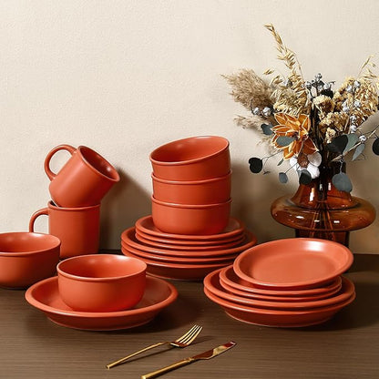 GZG 6-Inch Ceramic Cereal Bowls Set of 4, Rustic Matte Glazed Stoneware Bowls for Cereal, Soup, Salad & Snacks, 30 oz Capacity, Microwave & Dishwasher Safe(Terracotta Blush)