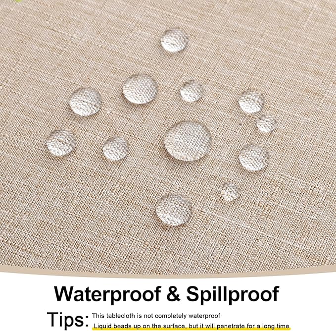 Smiry Square Table Cloth Linen Textured, Waterproof Spillproof Anti-Wrinkle Burlap Tablecloth, Washable Decorative Fabric Table Cover for Dining, Party, Banquet, 54 x 54 Inch, Linen