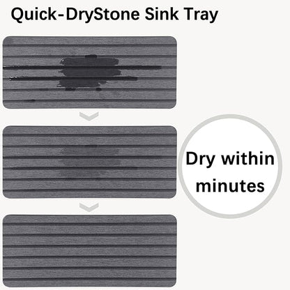 2 PCS Water Absorbent Diatomite Coasters (9.5" x 4"), Grooved Design, Water Absorbing Stone Used for Hand Soaps & Plants & toiletries in The Modern Home
