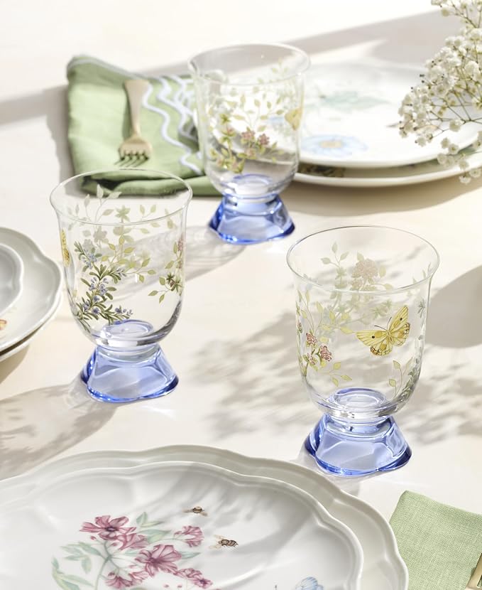 Lenox Butterfly Meadow Herbs Short Glass Tumblers, hand wash only | 5.5 inch - Image 3