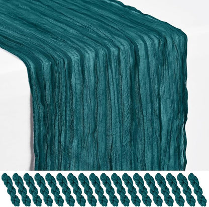 Showgeous 18 Pack Teal Cheesecloth Table Runner, 17 x 108 Inches | Boho by Showgeous