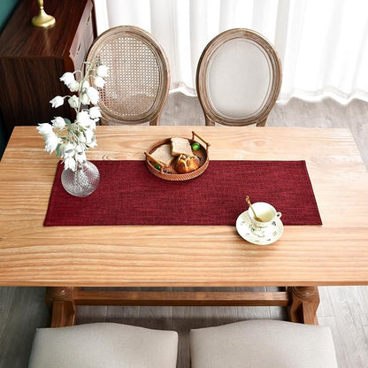 NEWISHER Reversible Double Layer Table Runner Faux Linen Fabric, 13x36inch | - Image 7