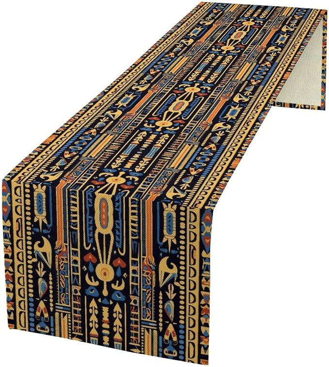 Retro Egypt Table Runner Vintage Ethnic Egyptian Ornament Tribal Dinner Runner by moderw