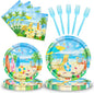 96 Pieces Summer Beach Plates and Napkins Set, Tropical Disposable Tableware by GistomeHome