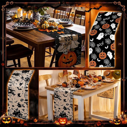 Gilprop 3 Pcs Halloween Table Runners Gothic Tablecloth, 13x72 Inch | Farmhouse - Image 3