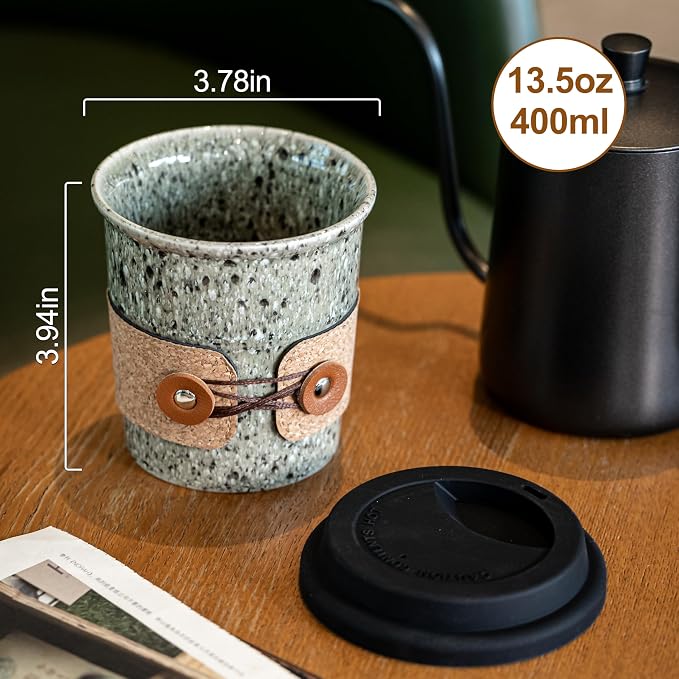 Ceramic Travel Coffee Mug with Lid, Large To Go Coffee Tumbler | Spill Proof - Image 2