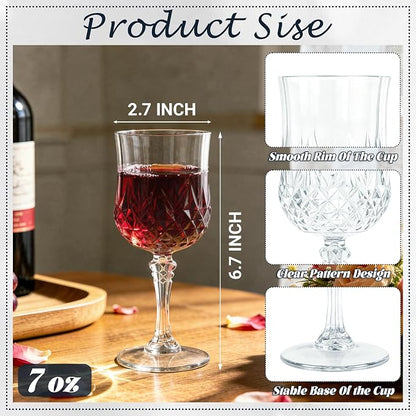 48Pack Plastic Wine Glasses, 7oz Vintage Goblets - Image 2