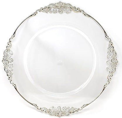 allgala Heavy Quality Round Charger Plates - Charger for Dinner Plates - Set of Charger Plates for Table Decor - Ideal for Weddings, Weddings, Thanksgiving Parties & Holidays - Clear (13-Inch 48-Pack)