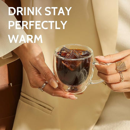 Sweese 5oz Double Wall Glass Espresso Cups Set of 4 - Image 5