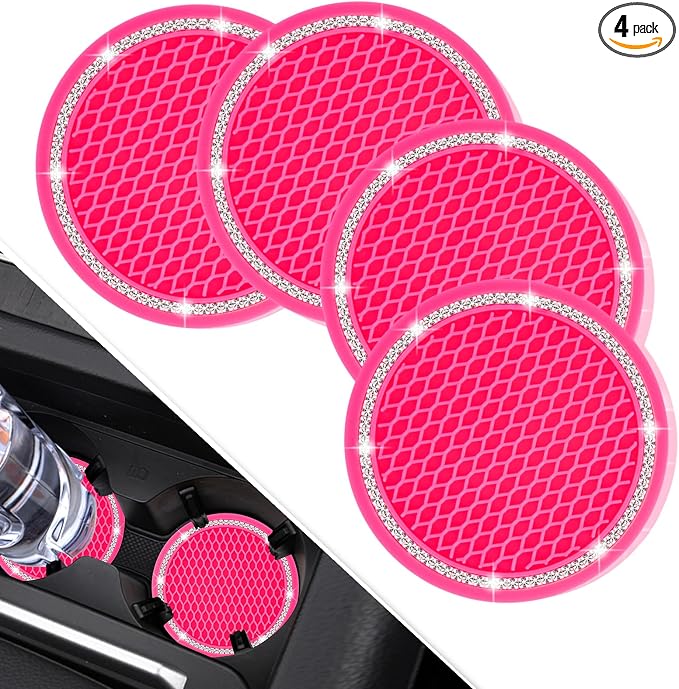 Car Coasters, 4 Pack Universal Vehicle Bling Car Coaster, Rhinestone Coaster by COCASES
