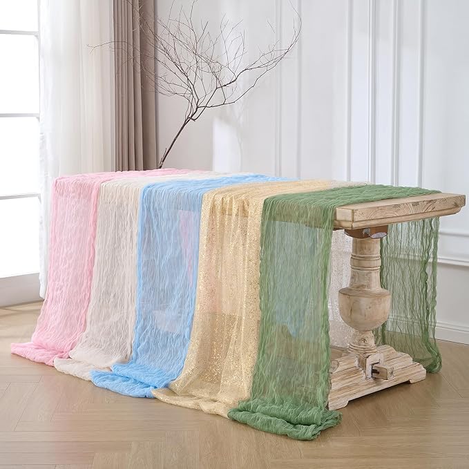 12 Pack Baby Blue Cheesecloth Table Runners, 120 Inch 10Ft Gauze Table Runner - Image 7