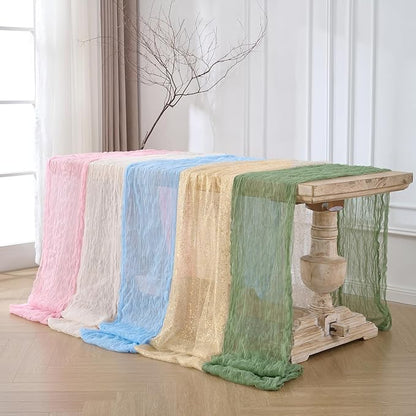 12 Pack Baby Blue Cheesecloth Table Runners, 120 Inch 10Ft Gauze Table Runner - Image 7