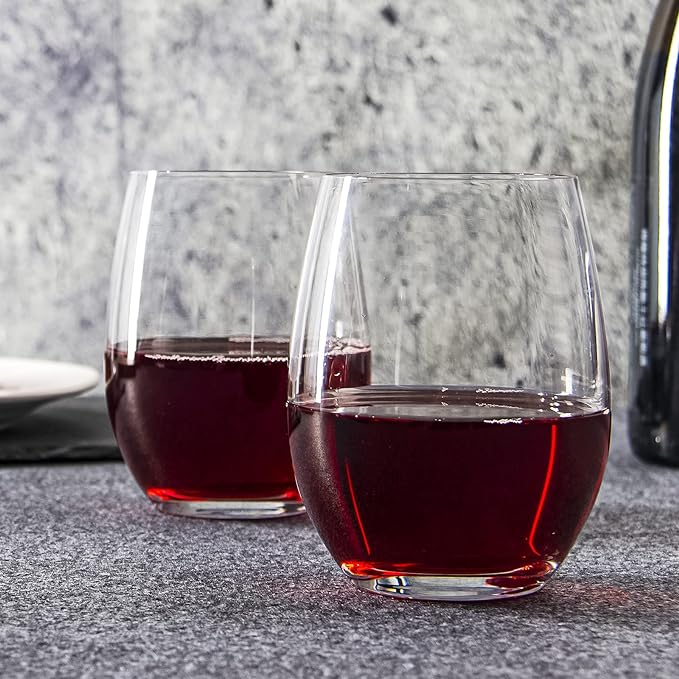 FAWLES Stemless Wine Glasses Set of 12, 15 Ounce Smooth Rim Standard Wine Glass - Image 6