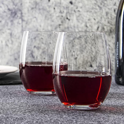 FAWLES Stemless Wine Glasses Set of 12, 15 Ounce Smooth Rim Standard Wine Glass - Image 6