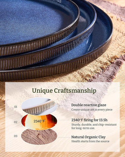 famiware Serving Platter, 16/14.6/12.9 Inch Serving Dishes for Entertaining, Party Serving Trays for Food, Buffet Oval Platters for Food, Large Plates for Bread Turkey Cheese Appetizer, Nebulas Blue
