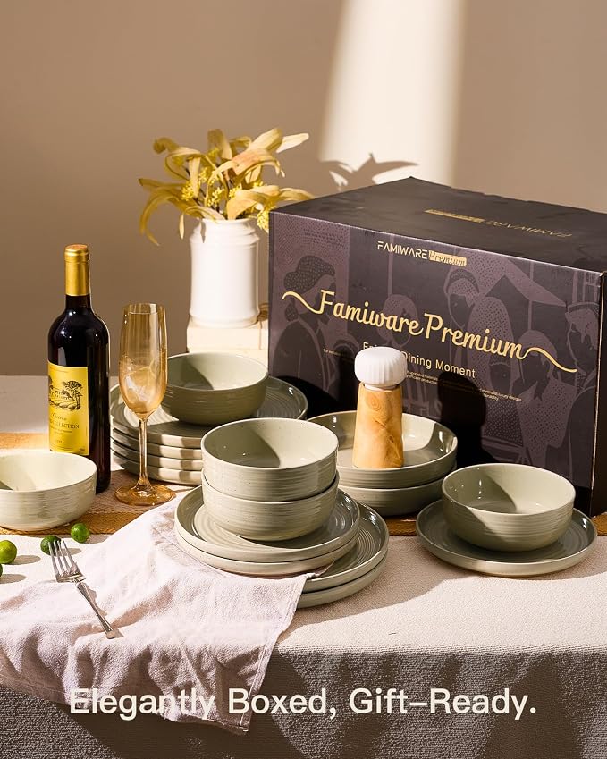 Stoneware Dinnerware Set for 8, Chip & Scratch Resistant Everyday Ceramics - Image 8