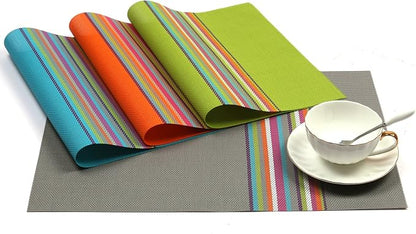 SHACOS Placemats Set of 4 Colorful Woven Vinyl Place Mats - Image 2