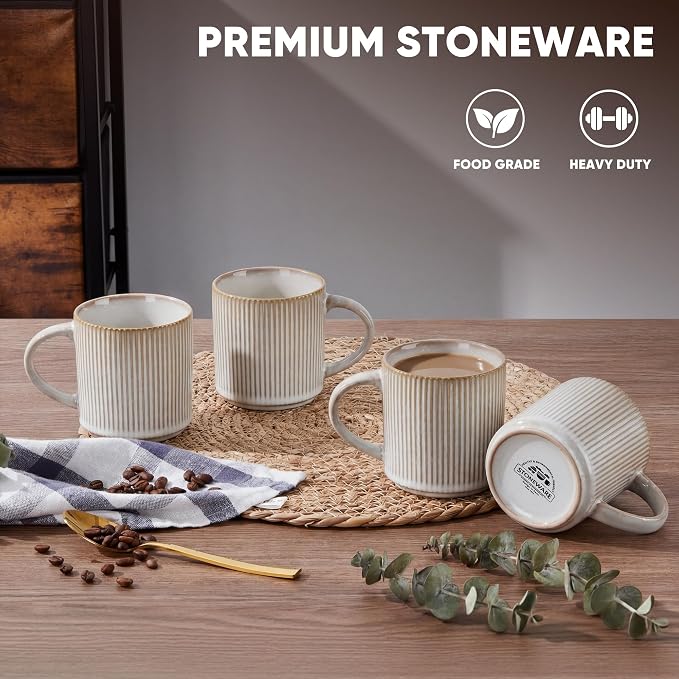E-far Coffee Mugs Set of 4, 12 oz Stoneware Coffee Cups - Image 3