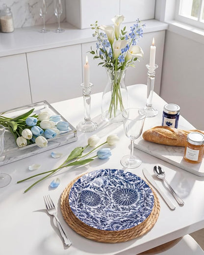 Blue Plastic Plates, Floral Disposable Plates, anniversaries, or holidays. - Image 7