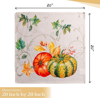 Maison d' Hermine Cloth Napkins Set of 4 100% Cotton for Thanksgiving Christmas Decorations Everyday Reusable Square Fall Napkins Cloth Washable Dinner Party (Lumina, 20"x20")