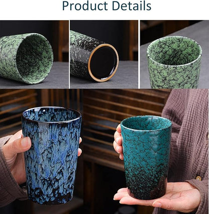 Japanese tea cups Set of 2 Chinese/Japanese style 12oz Handle-less Ceramic Tea - Image 4