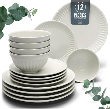 12 Piece Stoneware Dinnerware Set by PURELIVING