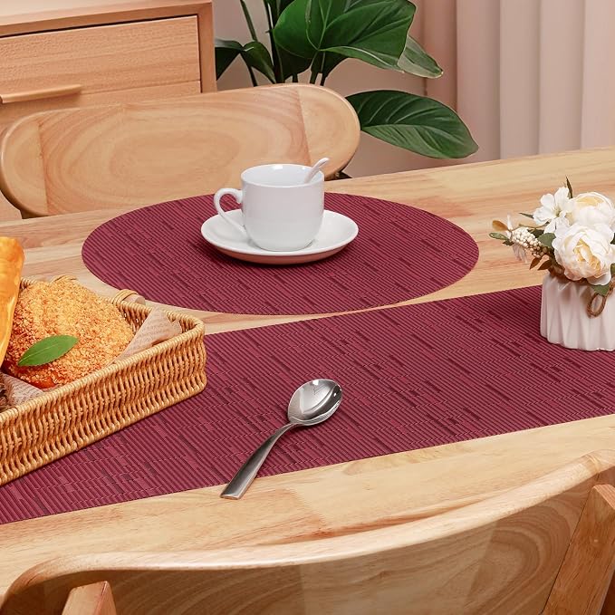 Table Runner 72 Inches Long, Vinyl Woven Heatproof Table Runners | Washable - Image 4