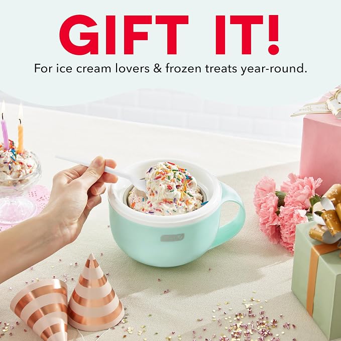 Dash My Mug Ice Cream Maker Bundle, 2 Half-Pint Freezer Mugs, Aqua | Electric - Image 8