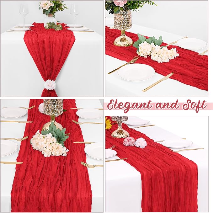 8 Pack Red Cheesecloth Table Runners 20x120 Inch Gauze Table Runner 10FT Easter - Image 4