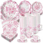 Pickmesh 252 Pcs Pink Floral Tea Party Supplies by Pickmesh