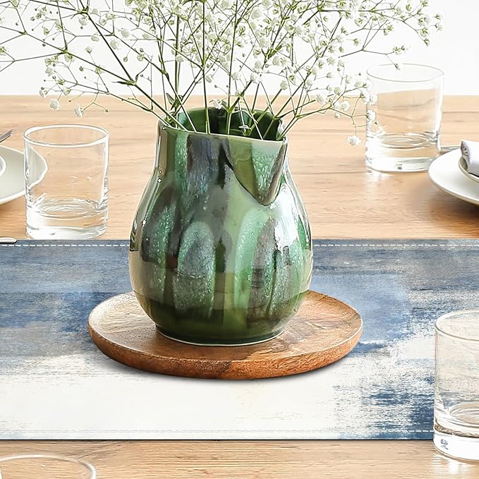 White Gray Table Runners Modern Art Farmhouse Linen Table Runners Dresser - Image 4
