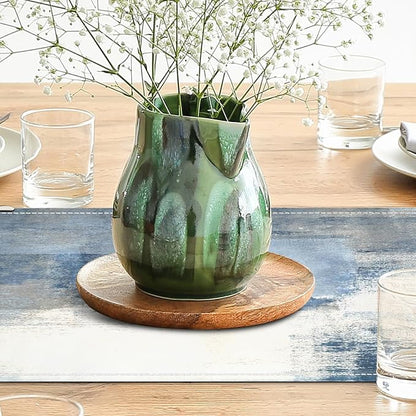 White Gray Table Runners Modern Art Farmhouse Linen Table Runners Dresser - Image 4