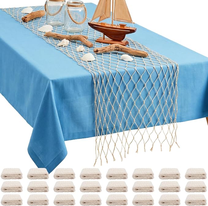 SATINIOR 24 Pcs 12 x 72'' Fishing Net Table Runner Party Decoration, Natural | by SATINIOR