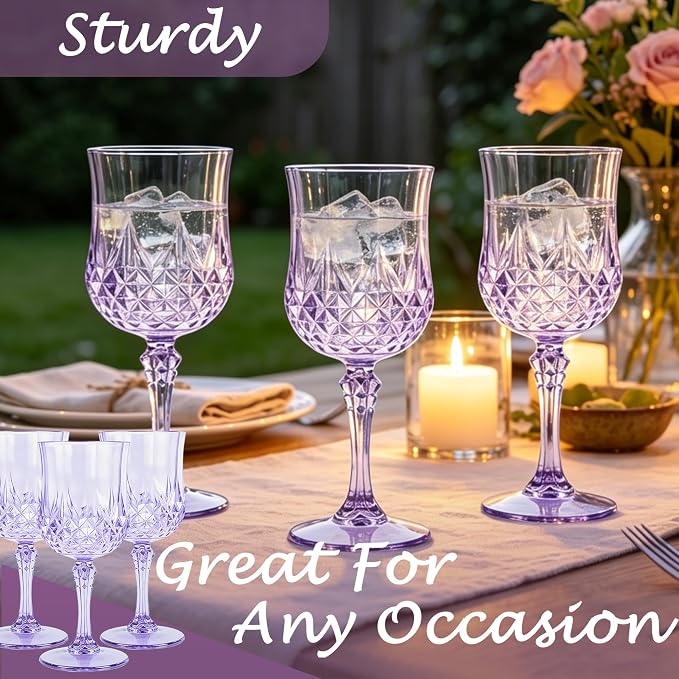 12Pack Plastic Wine Glasses, 7oz Vintage Goblets - Image 6