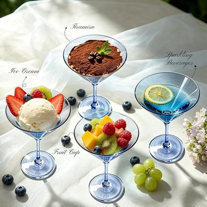 Plastic Martini Glasses Set of 12, 9 oz Blue Cocktail Cups | Unbreakable - Image 3