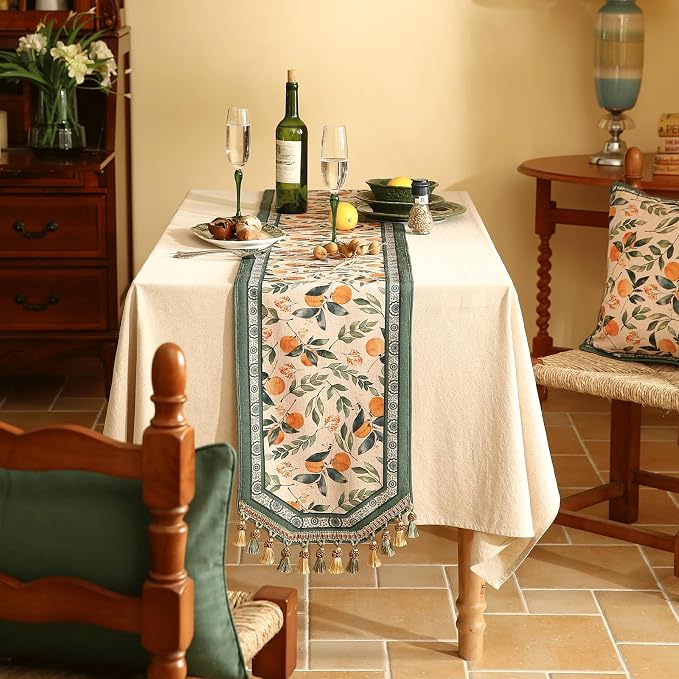 Patdrea Designer Vintage French Linen Table Runner, Thanksgiving Dining Table - Image 8