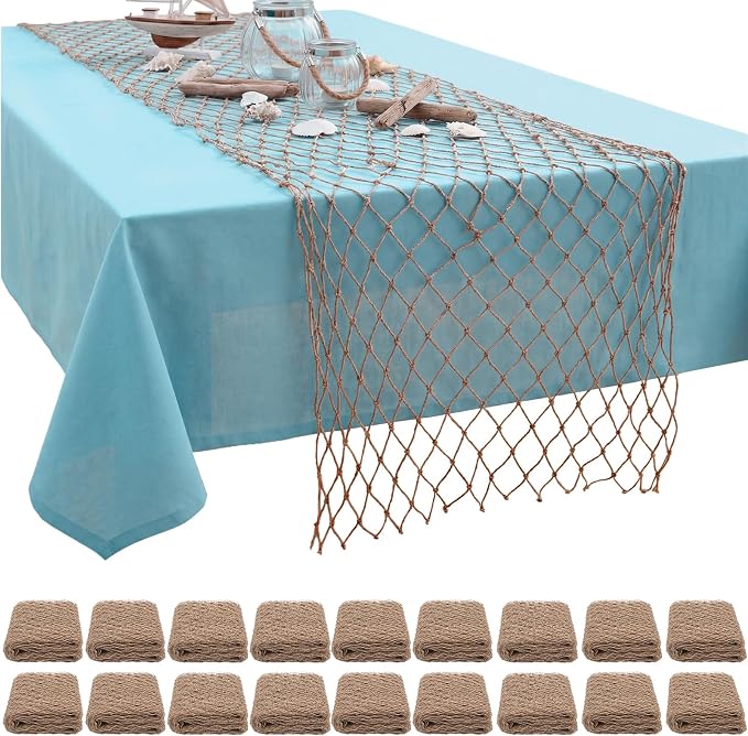 SATINIOR 18 Pcs 12 x 72'' Fishing Net Table Runner Party Decoration, Linen | by SATINIOR