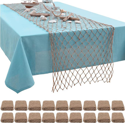 SATINIOR 18 Pcs 12 x 72'' Fishing Net Table Runner Party Decoration, Linen | by SATINIOR