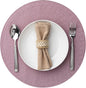 Round Placemats Set of 12 Plastic Woven Placemats Washable Wipeable Table Mats for Dining Table Heat Resistant Non-Slip Circle Place Mats (Lilac)