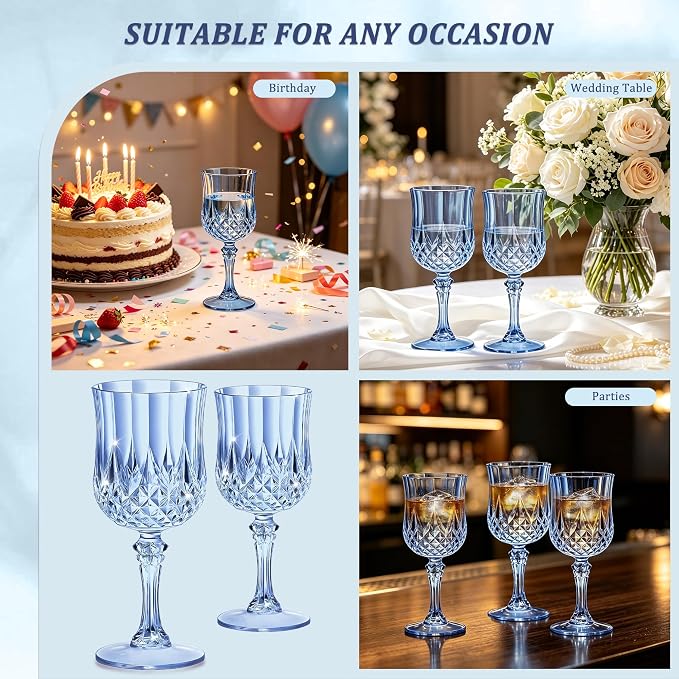 7OZ Plastic Wine Glasses, Reusable Vintage Goblets Unbreakable Drinking Glasses - Image 7