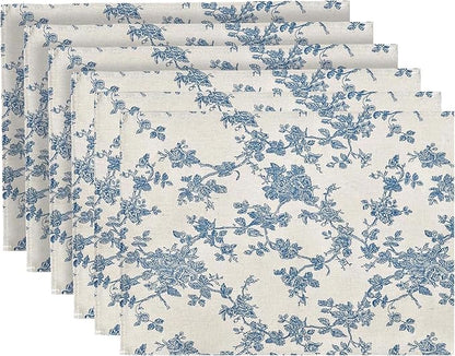 Pastoral Placemats for Dining Table Set of 6, Reversable & Heat-Resistant by YiHomer