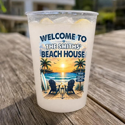 Welcome To Beach House, Custom Beach House Party Cups, Personalized Summer - Image 2