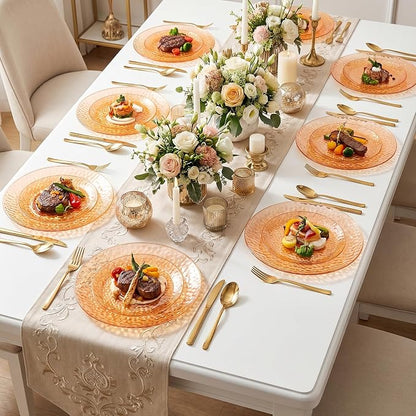 Rubtlamp 100Pcs Orange Plastic Plates, Party Platos Fancy Disposable Platos - Image 5