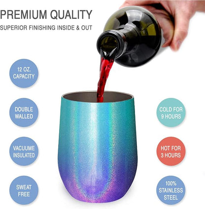 CHILLOUT LIFE 12 oz Stainless Steel Wine Tumblers 2 Pack - Image 2