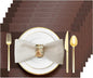 Brown Vinyl Placemats Set of 6, Heat Resistant Table Placemats | 18x12 inch by Uolr
