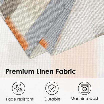 Emvency Farmhouse Placemats Set of 4, Vintage Orange and Grey Art Painting 12x18 Inch Abstract BeigeTable Mats for Outdoor Home Party Kitchen Dining Decoration